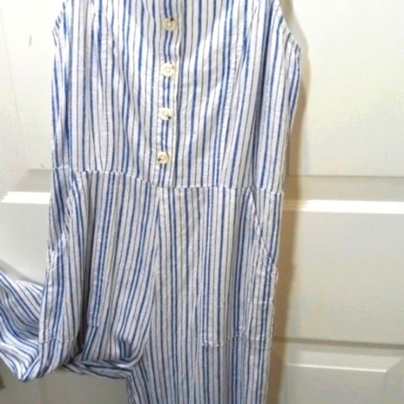 Old Navy, Jumpsuit Blue/WhiteSz Small,adj straps, Linen Rayon, sz S LAST CHANCE - Picture 3 of 11